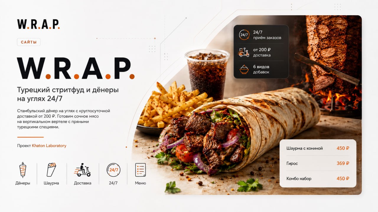 Обложка проекта «W.R.A.P. — сайт турецкой стритфуд-доставки»