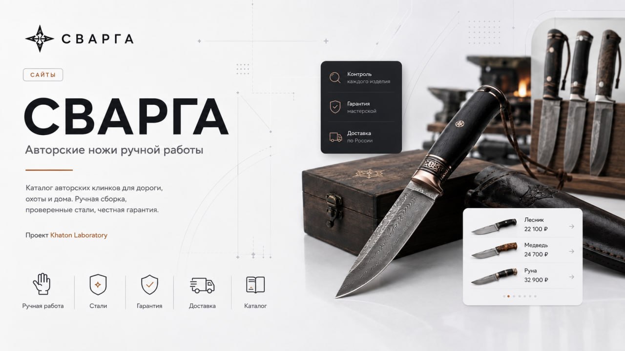 Обложка проекта «Сварга — интернет-магазин авторских ножей»
